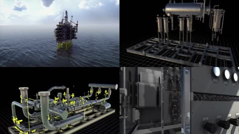 3D海洋油气能源开发管道建设能源转换视频素材